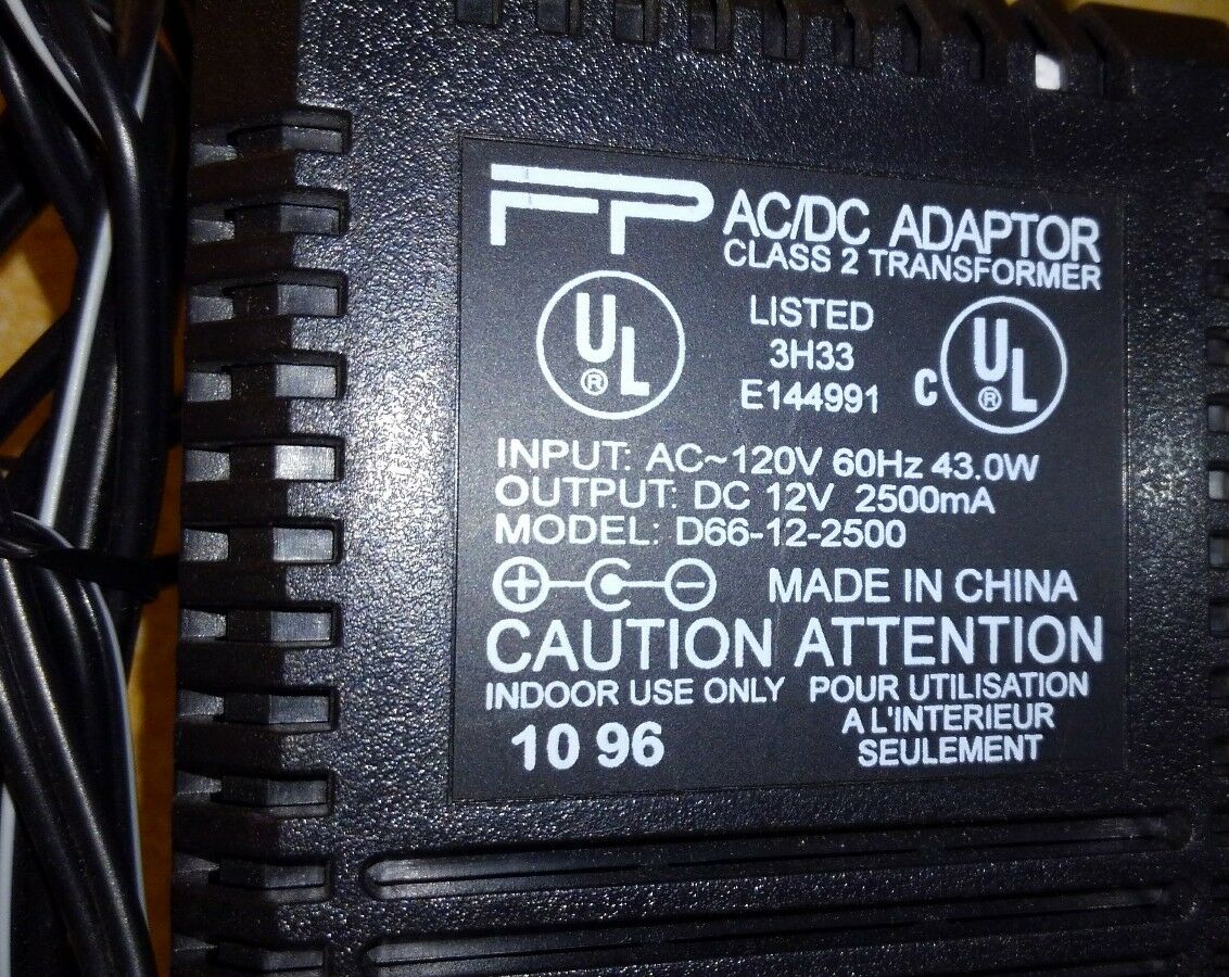 *Brand NEW*12V 2.5A FP D66-12-2500 Class 2 Transformer Ac Adapter